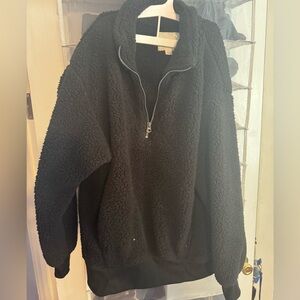 American Eagle Black Sherpa Pullover